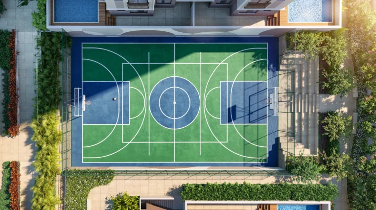 Ilustração Artística - Quadra recreativa com arquibancada_0